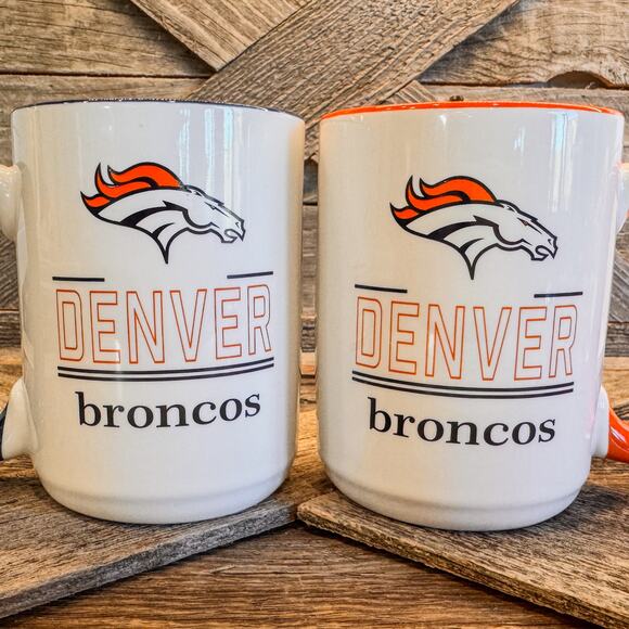 Pair of NFL Licensed Denver Broncos Two-Toned Sublimated Coffee Mugs, 15oz - Picture 3 of 10